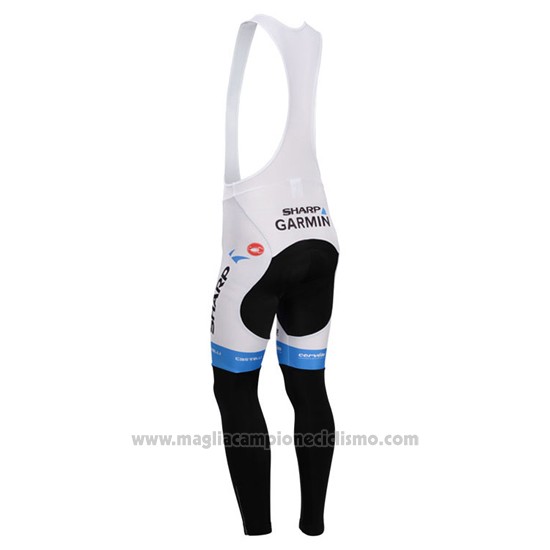 2014 Abbigliamento Ciclismo Garmin Sharp Azzurro e Bianco Manica Lunga e Salopette